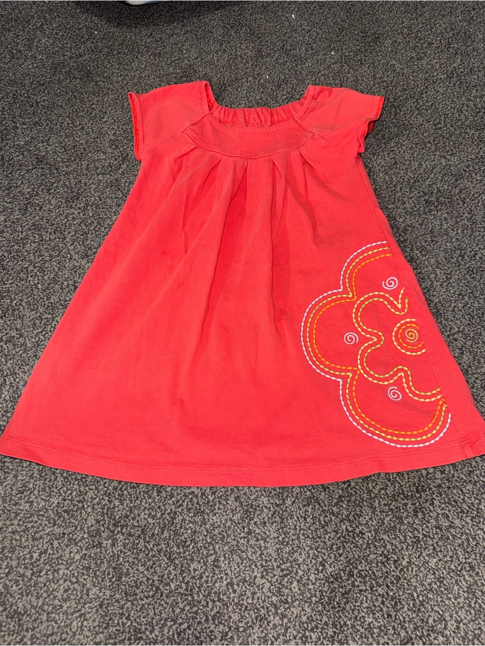 Carter’s Girls Retro Embroidered Dress 4T Red Boho Floral A-Line Cap Sleeve